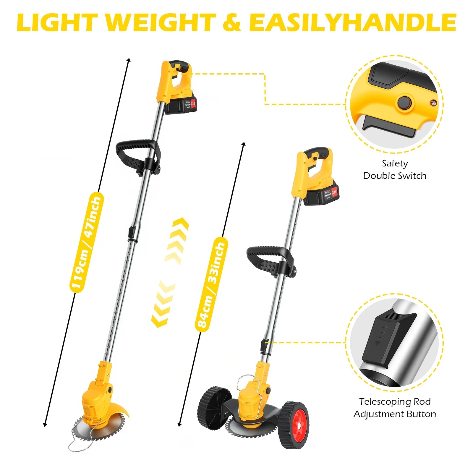 5-in-1 Cordless Electric Lawn Mower & Grass Trimmer | 21V 2x4.0Ah Batteries, 5-Blade System, 6-Inch Cut, 60-Min Runtime
