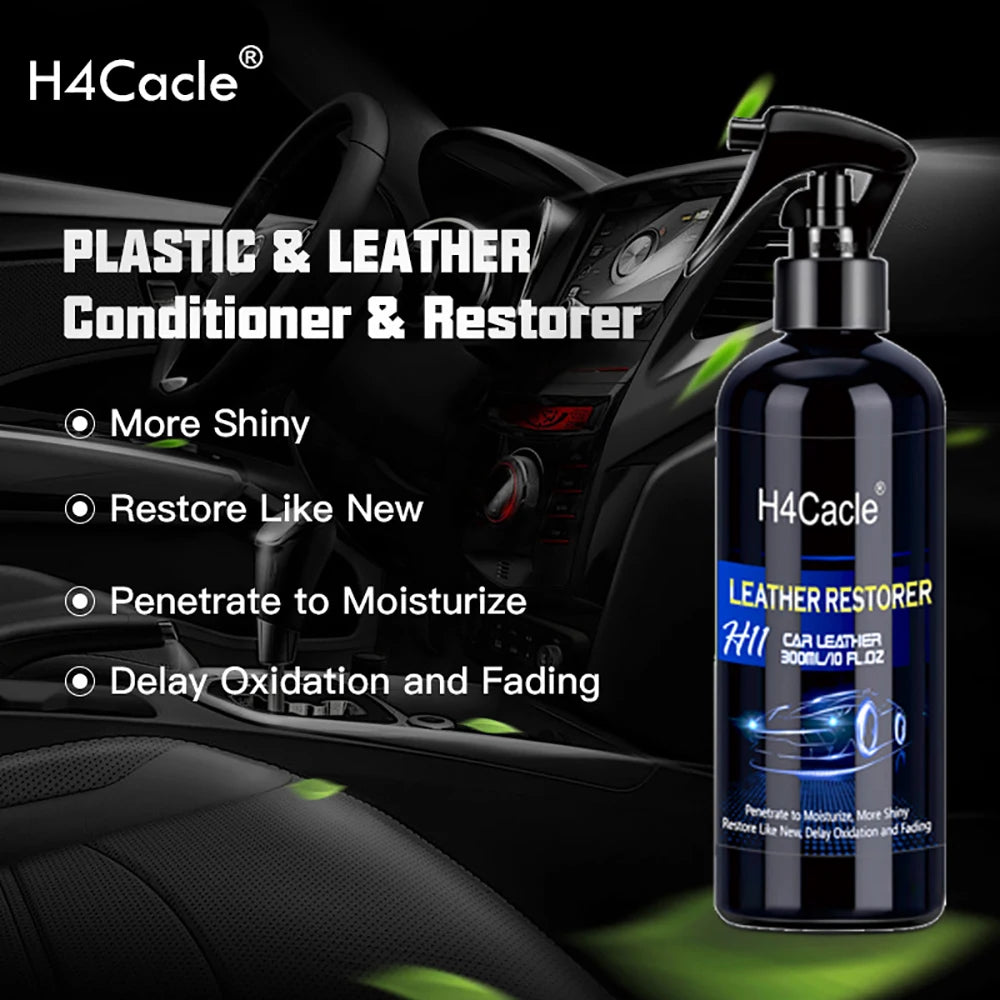 Leather & Plastic Restorer Spray – Deep Moisturizing, Color Restoration & Anti-Oxidation for Car Interiors, 50ml to 300ml