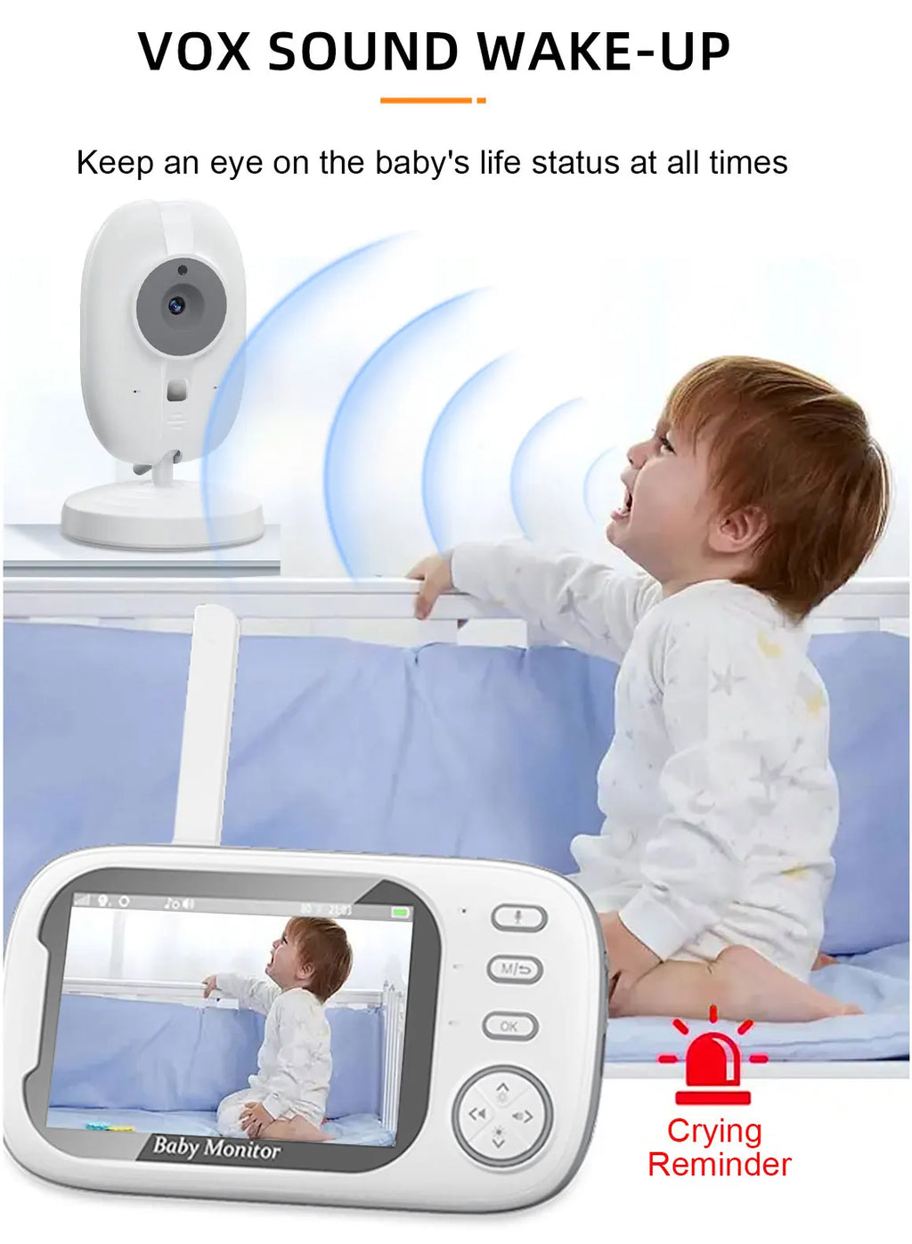 3.5" Wireless Video Baby Monitor – Night Vision, Temperature Monitoring, 2-Way Audio | No WiFi Needed