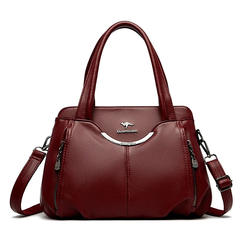 Genuine Leather Luxury Tote Crossbody Shoulder Bag – Large Casual Handbag for Women