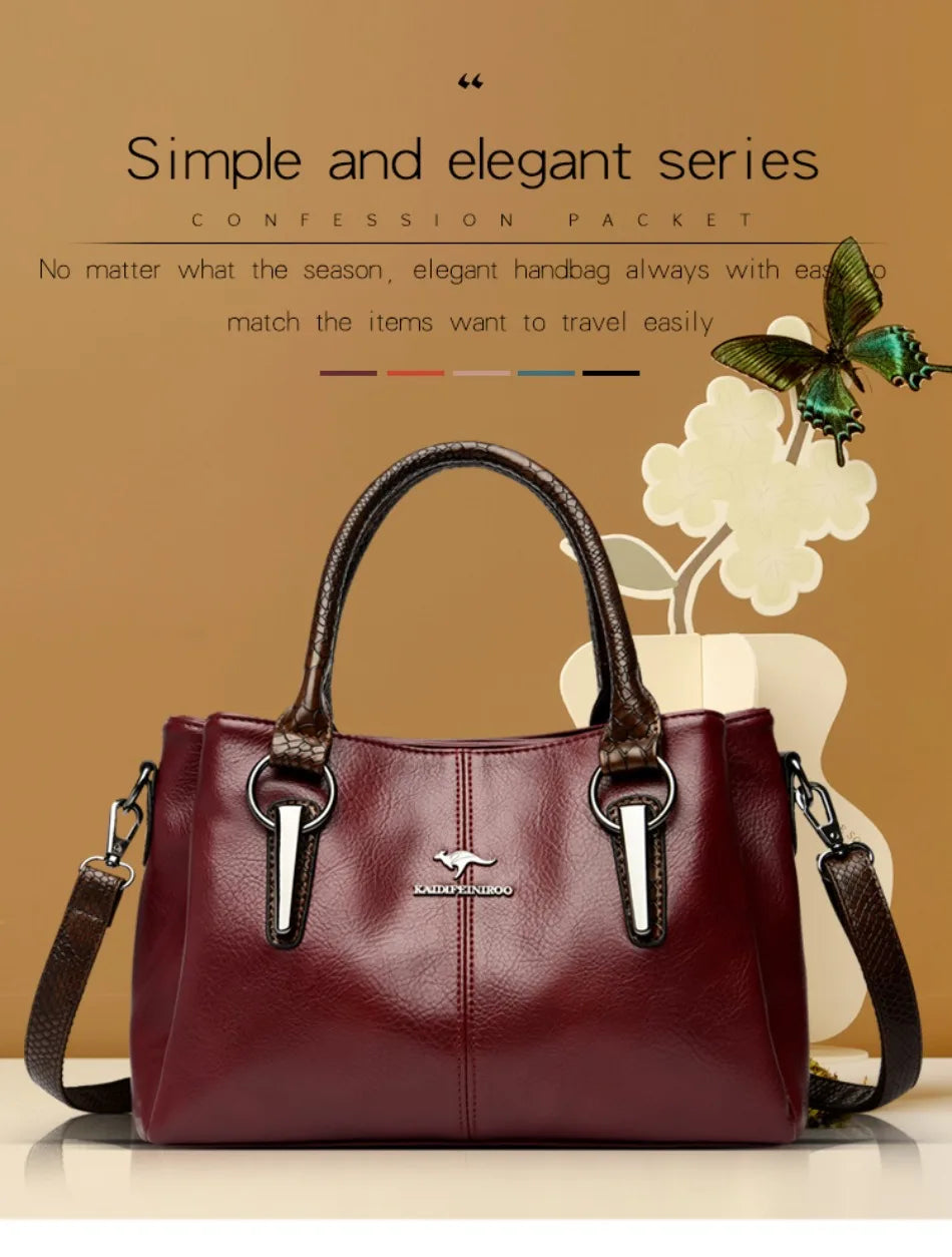 Luxury Soft Leather Large Capacity Tote Crossbody Bag – Elegant Shoulder Handbag for Women