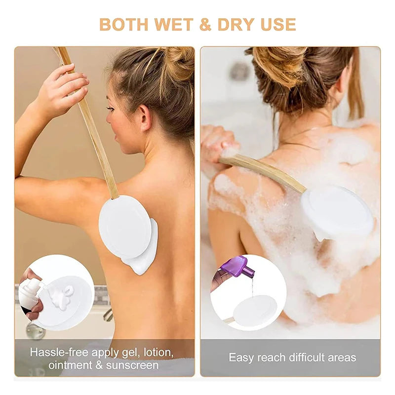 Long Handle Shower Body Brush Scrubber – Multi-Function Sunscreen Applicator & Cleaner Brush
