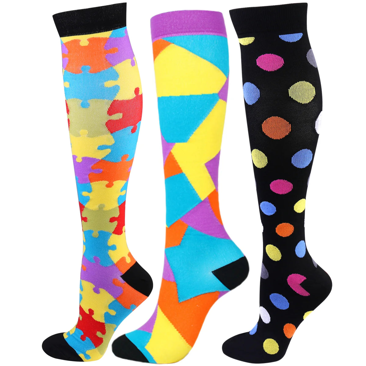 Knee High Compression Socks 20-30mmHg – 3 Pairs for Diabetes, Varicose Veins, Edema, Nurse & Running