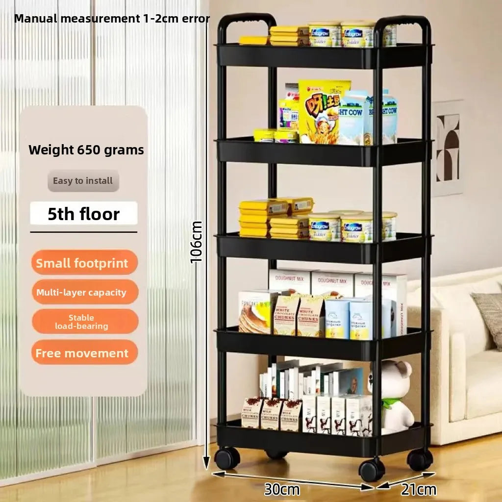 5-Layer Rolling Kitchen Storage Trolley — Mobile Multi-Layer Shelf for Kitchen, Bathroom & Living Room