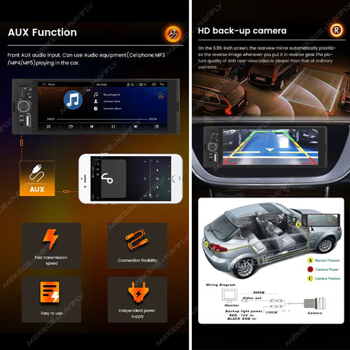 1-DIN 6.86" Car Radio MP5 Player – Wireless CarPlay & Android Auto, FM, Bluetooth, TF, AUX | Universal Fit