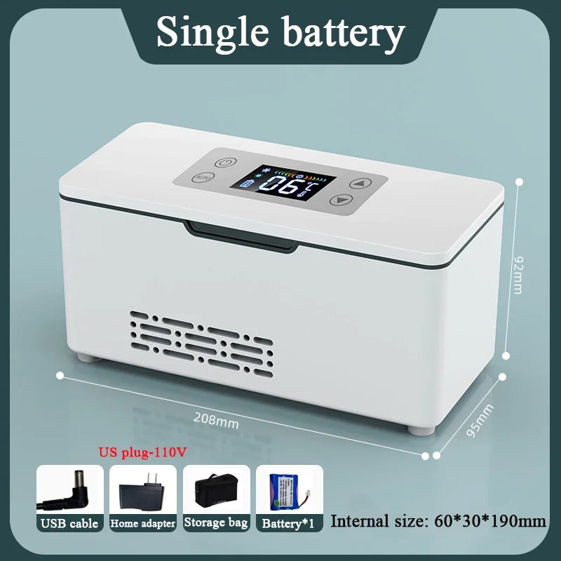 Portable Car Insulin Mini Fridge – USB Charging Thermostat Cooler for Insulin, Growth Hormone & Interferon