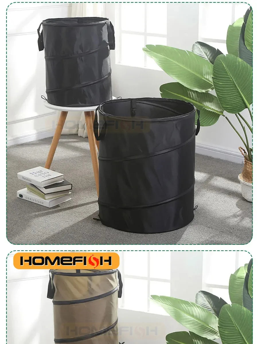 Pop-Up Folding Trash Can — Portable Outdoor Camping Garden Garbage Bag Leaf Bucket