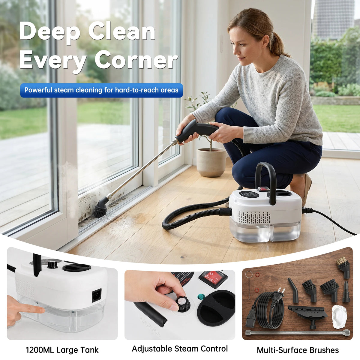 Handheld Steam Cleaner – 2500W, 6 Levels & 1.2L Tank