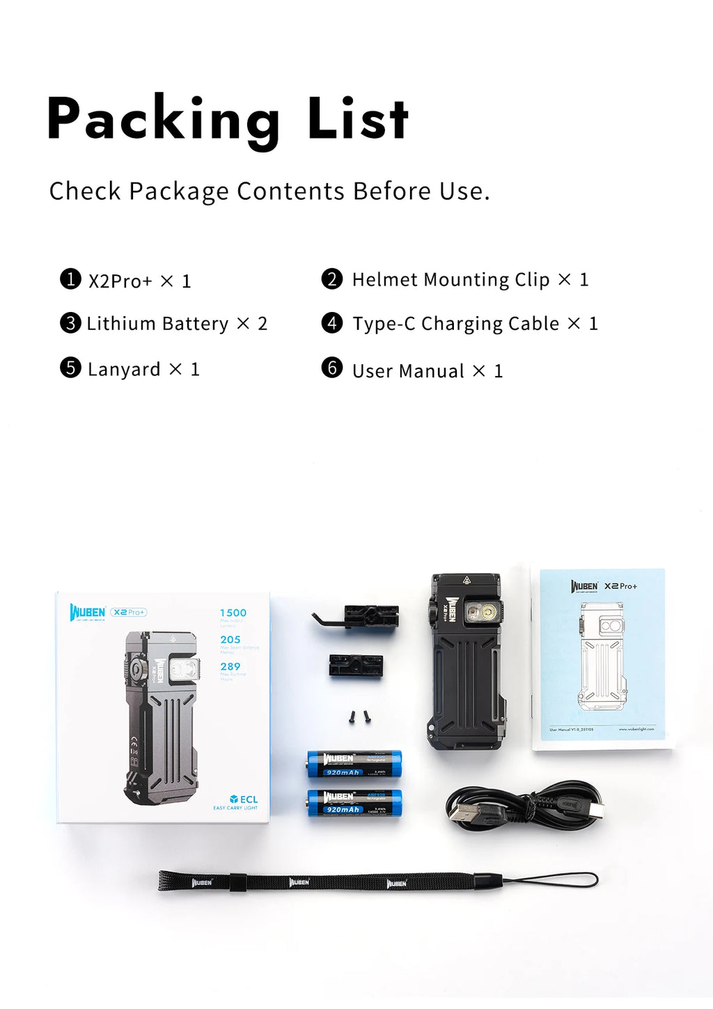 WUBEN X2 PRO+ 1500 Lumen USB-C EDC Flashlight – Dual 920mAh Battery, Pocket Clip & Magnetic Tail