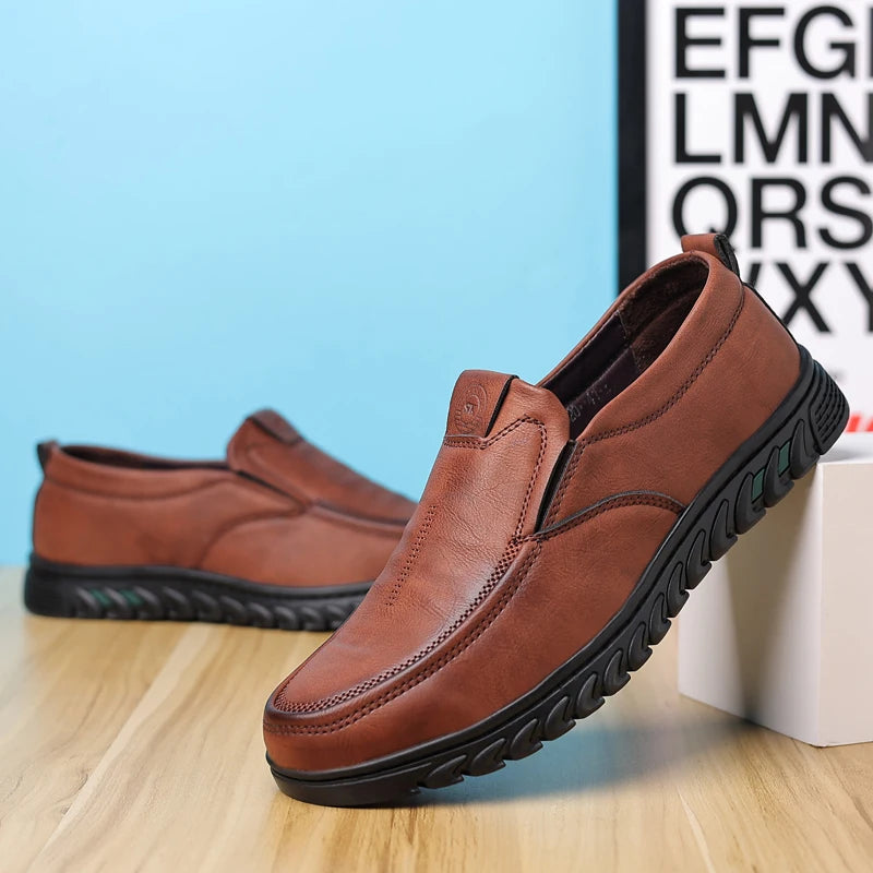 Men's Split Leather Slip-On Loafers