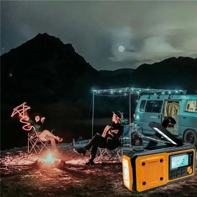 Emergency Hand Crank Solar Radio – 5000mAh AM/FM/NOAA Weather Alert, 4-Way Powered Digital Display
