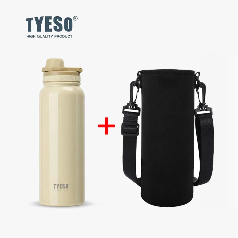 TYESO 304 SS Vacuum Thermos Bottle – Wide Mouth, Leakproof, 6–12Hr, 600–1200ml, 10+ Colors, Optional Cup Bag