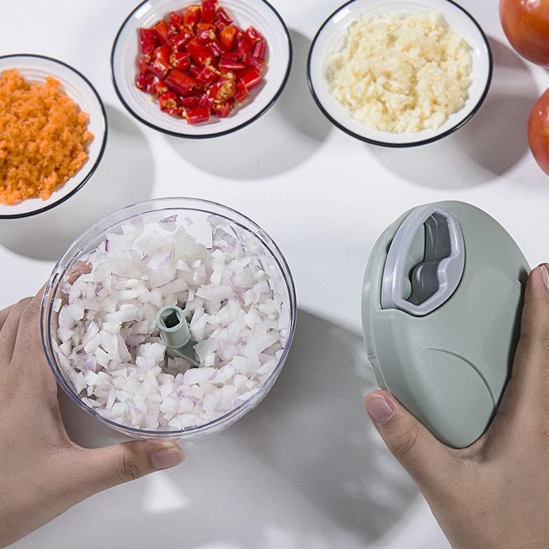 Manual Hand Chopper — 500/900ml Rope Pull Food Processor for Garlic, Onion & Salad