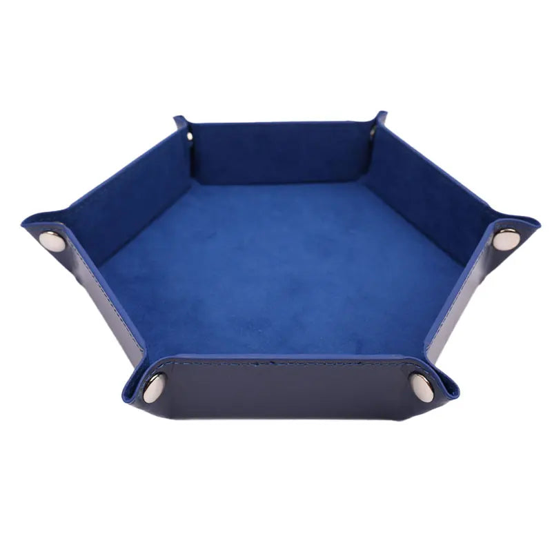 Foldable PU Leather Dice Tray – Hexagon & Square Folding Coin Tray for Dice Games