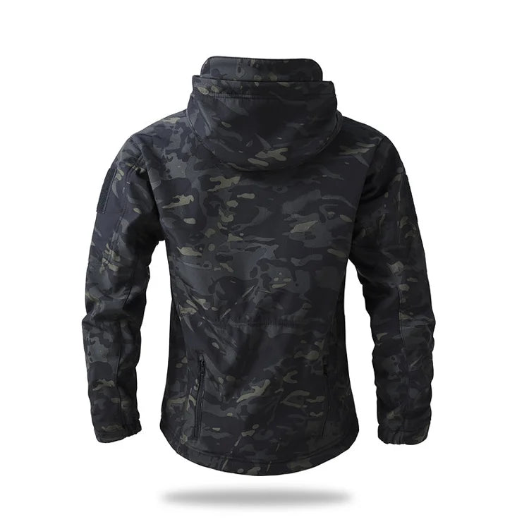 Men's Soft Shell Tactical Fleece Hooded Jacket