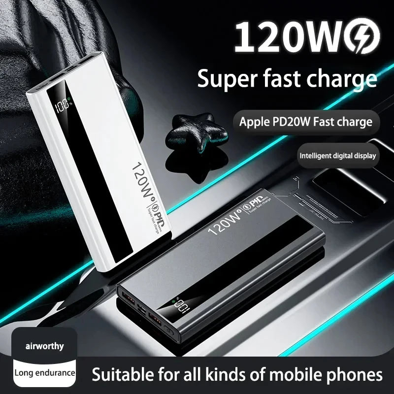 500000mAh Power Bank – 120W Fast Charging Large Capacity PD 20W Portable Charger for All Phones