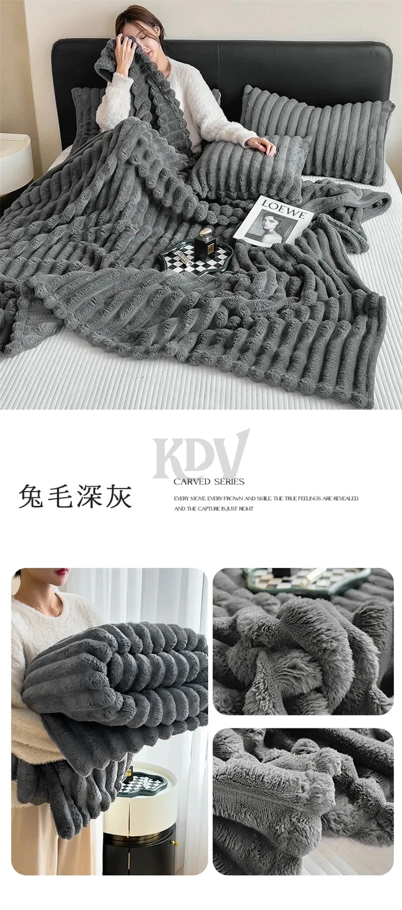 Faux Rabbit Fur Blanket – Plush Throw & Bedding Set Options