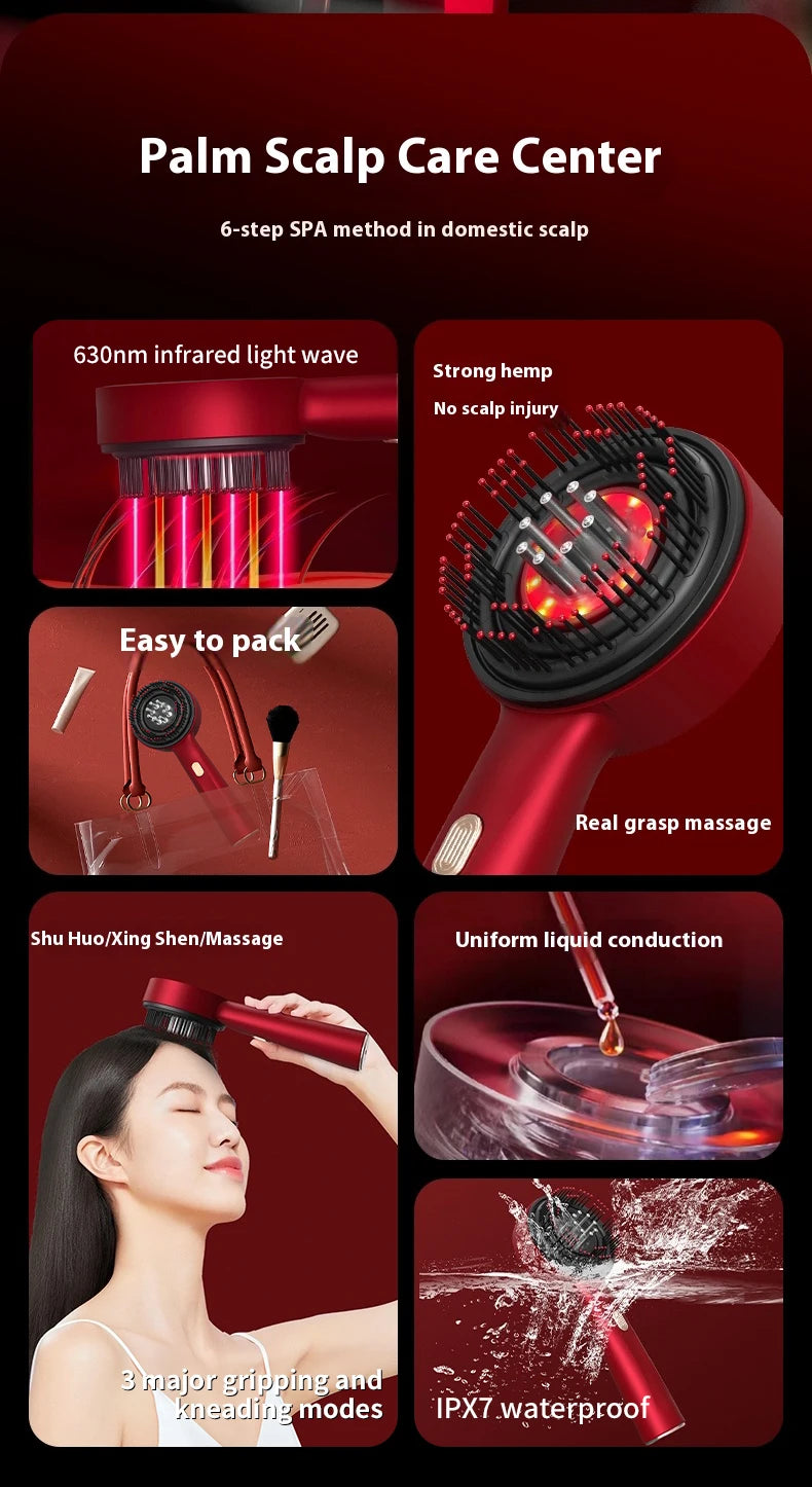 Red Light Therapy Scalp Massage Comb — Anti-Hair Loss LED Hair Growth Device