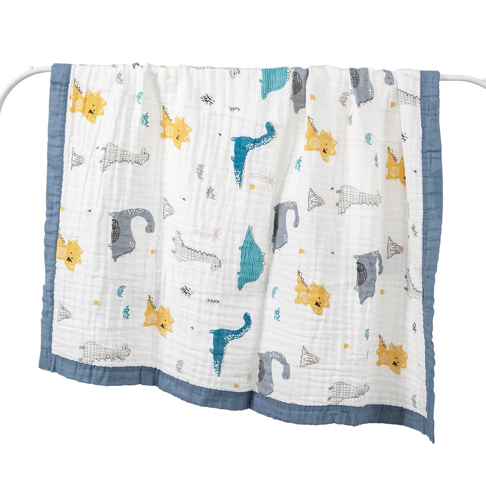 6-Layer Cotton Gauze Baby Swaddle Blanket – Breathable Cartoon Newborn Wrap & Bath Towel