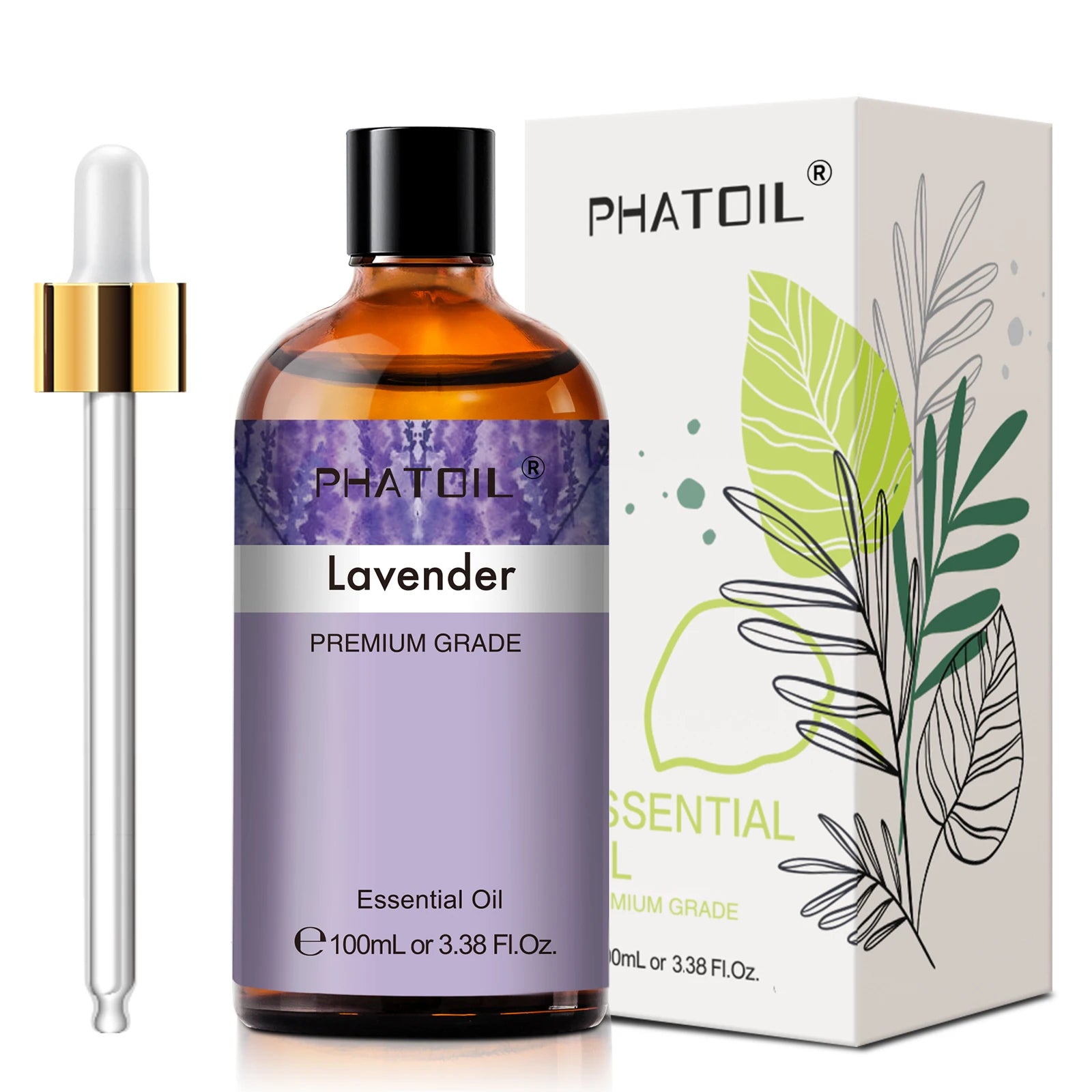 PHATOIL Essential Oils 100ml — Eucalyptus, Lavender, Vanilla, Jasmine, Lemon & Bergamot for Aromatherapy & Candle Making