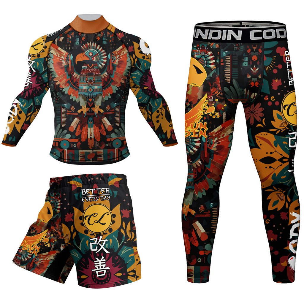 Men's MMA Rash Guard 4-Piece Fight Set – Sublimation Print Grappling Suit