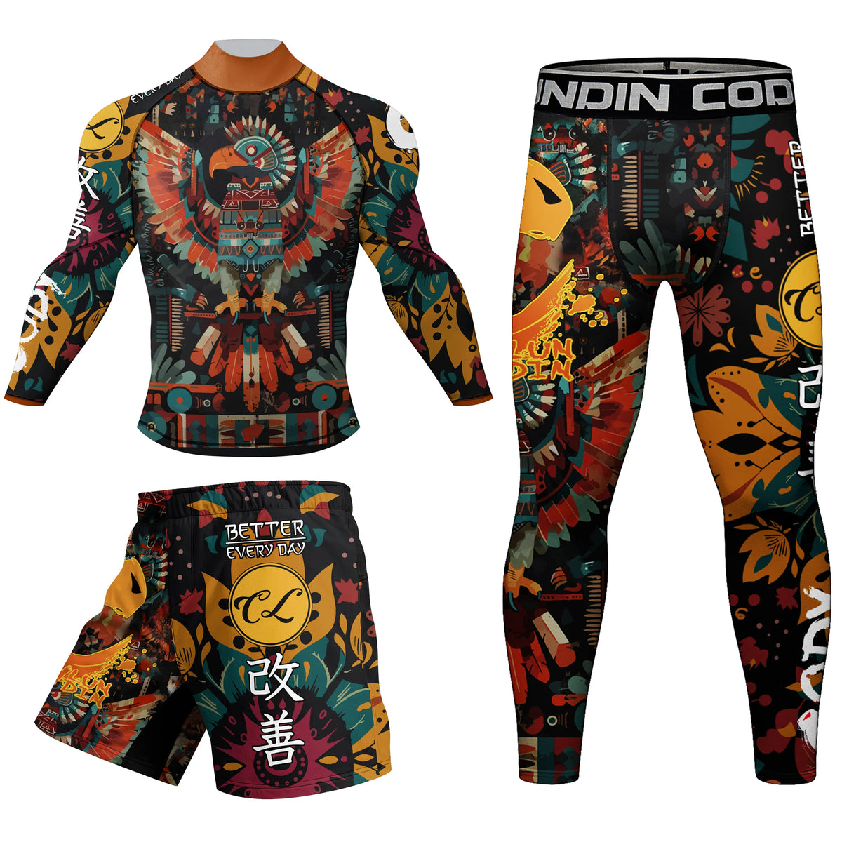 Men's MMA Rash Guard 4-Piece Fight Set – Sublimation Print Grappling Suit