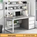 Modern Desk with Integrated Bookshelf — Student Writing Desk, Home Computer Desk & Bedroom Study Table