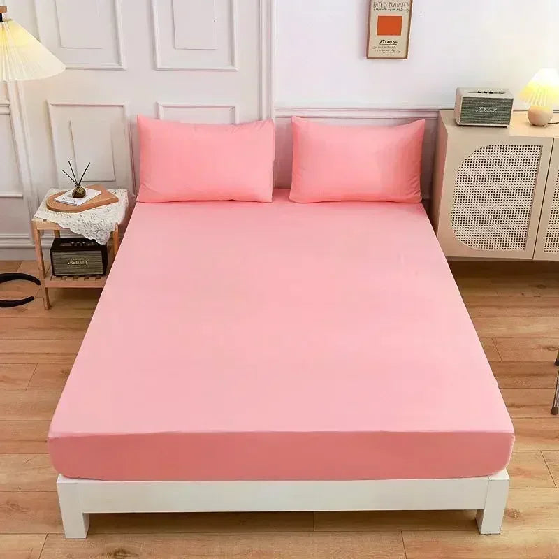 High-Quality Elastic Fitted Sheet – Solid Color Mattress Cover, 80–200cm, Single to King