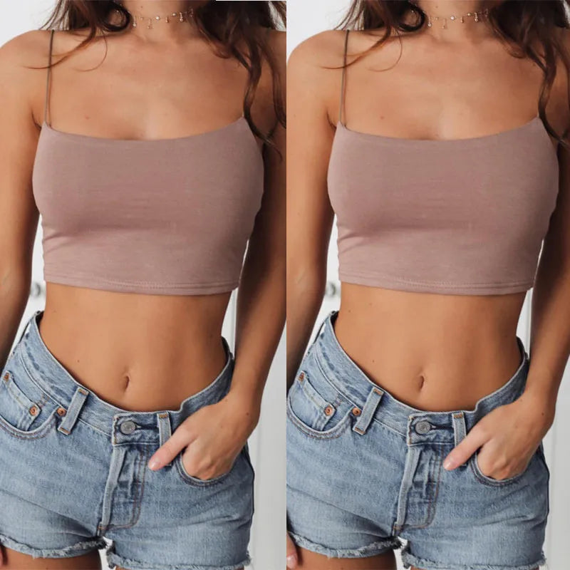 Sexy Black Halter Crop Top – Backless Camisole Tube Top Sleeveless Cropped Vest for Women