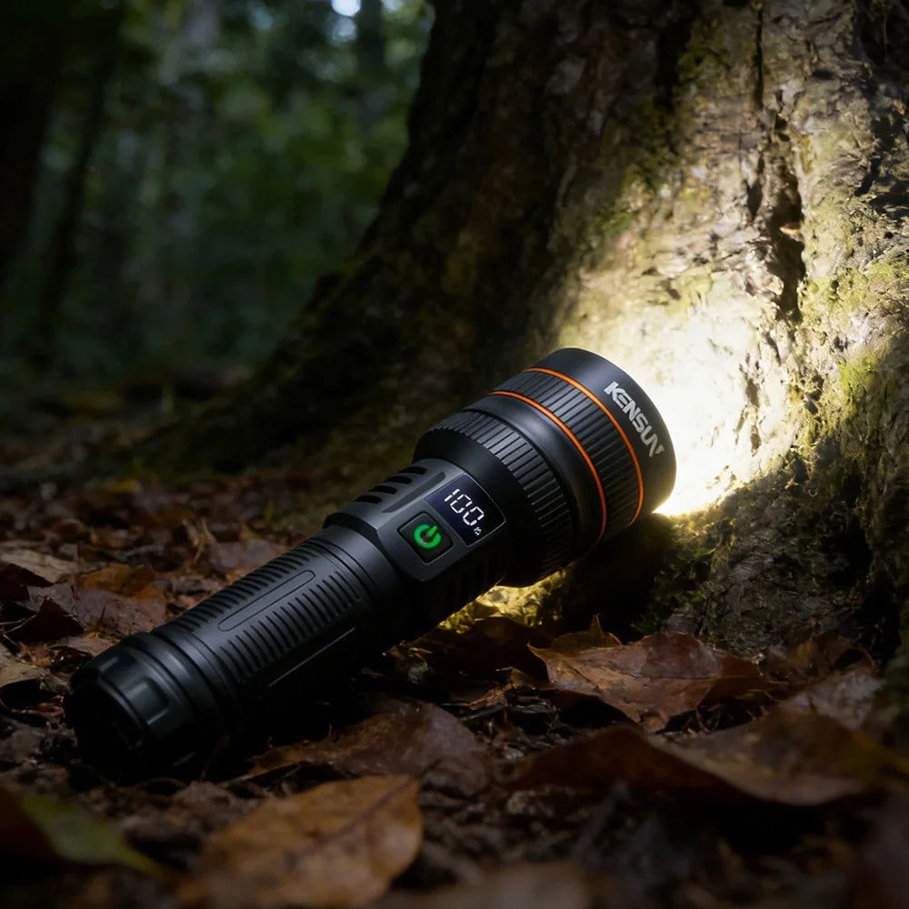 2500 Lumen Long Range LED Flashlight – IPX7 Waterproof, Type-C, 5 Modes, Power Bank Function
