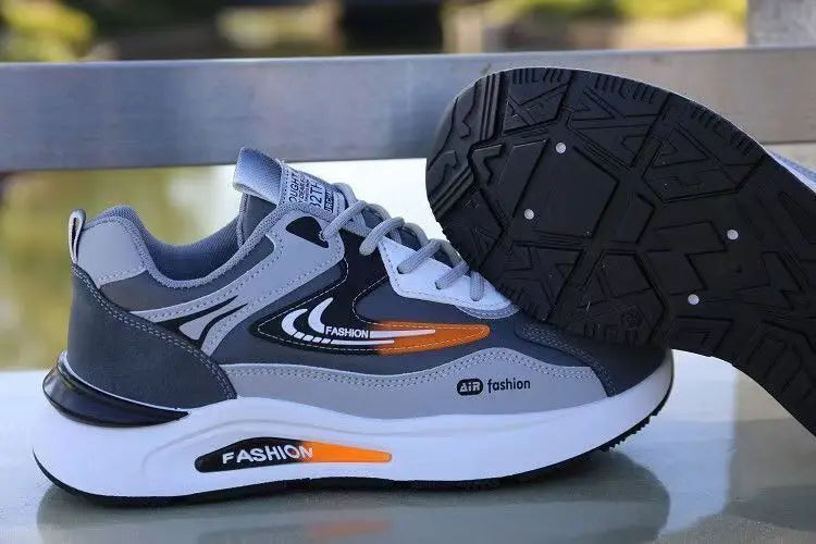 Men's Lightweight PU Leather Casual Sneakers – Breathable Tennis & Running Shoes