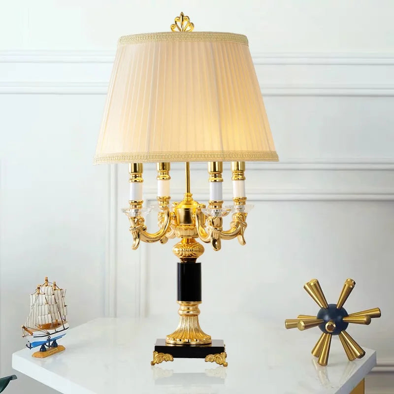 Crystal Table Lamp – Black or Beige Fabric Shade