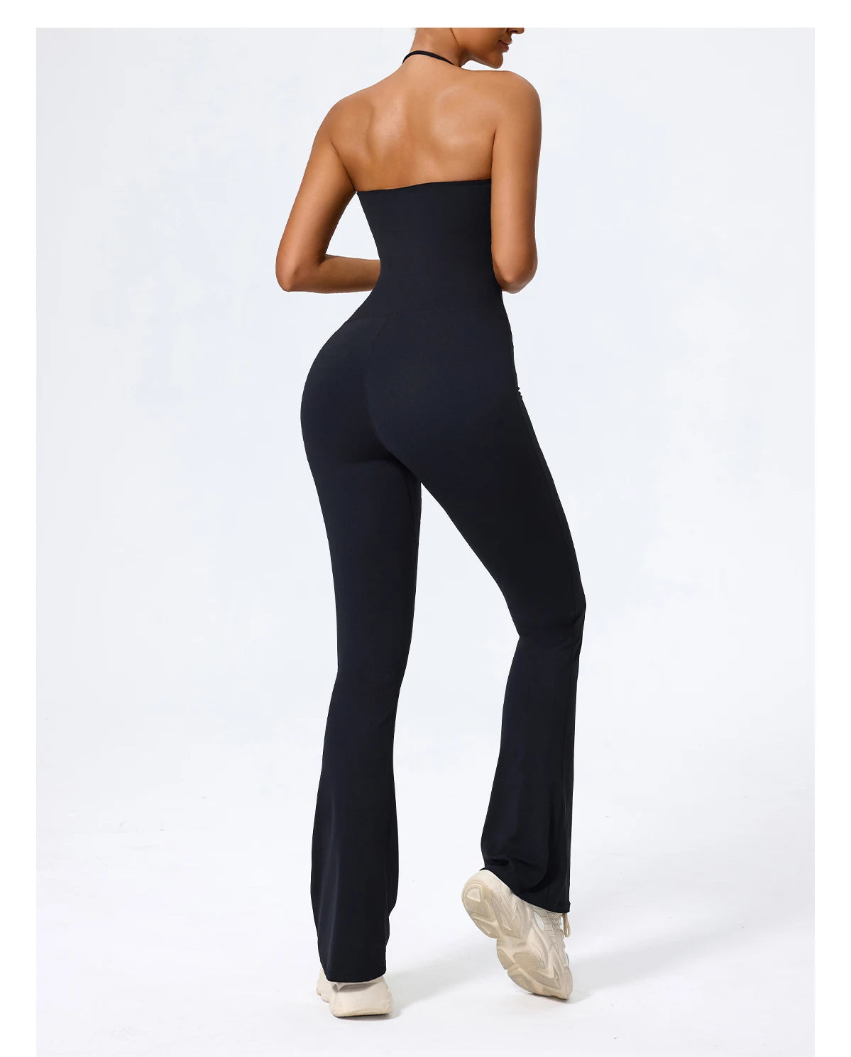 Women's Sleeveless Yoga Jumpsuit – Gym Flared Overalls Neck-Hanging Backless Sportswear