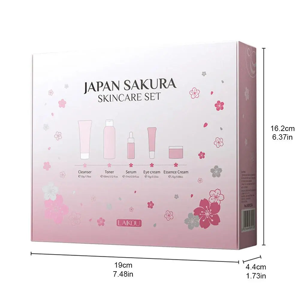 Sakura Skincare Gift Set – 3-Piece Travel Bag or 5-Piece Gift Box for Women