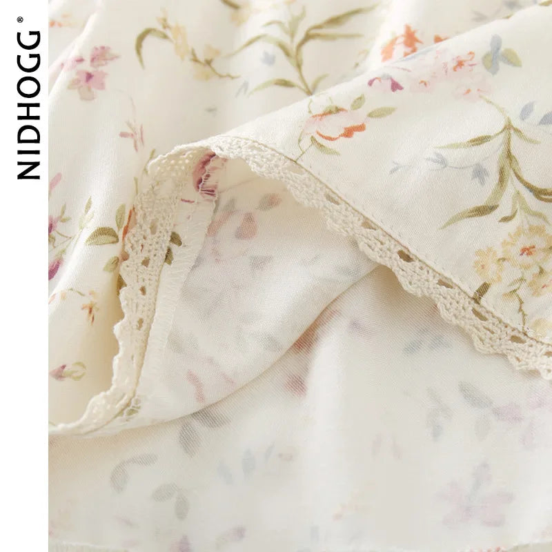 Women's Satin Willow Print Pajama Set | Short Sleeve Shorts Summer Nightwear Loungewear