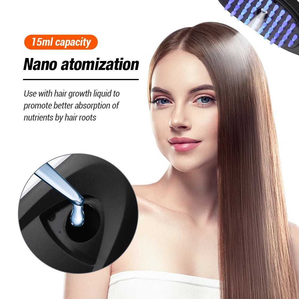 Electric Spray Scalp Massager Comb — LED Light & Mist Spray Hair Growth Device