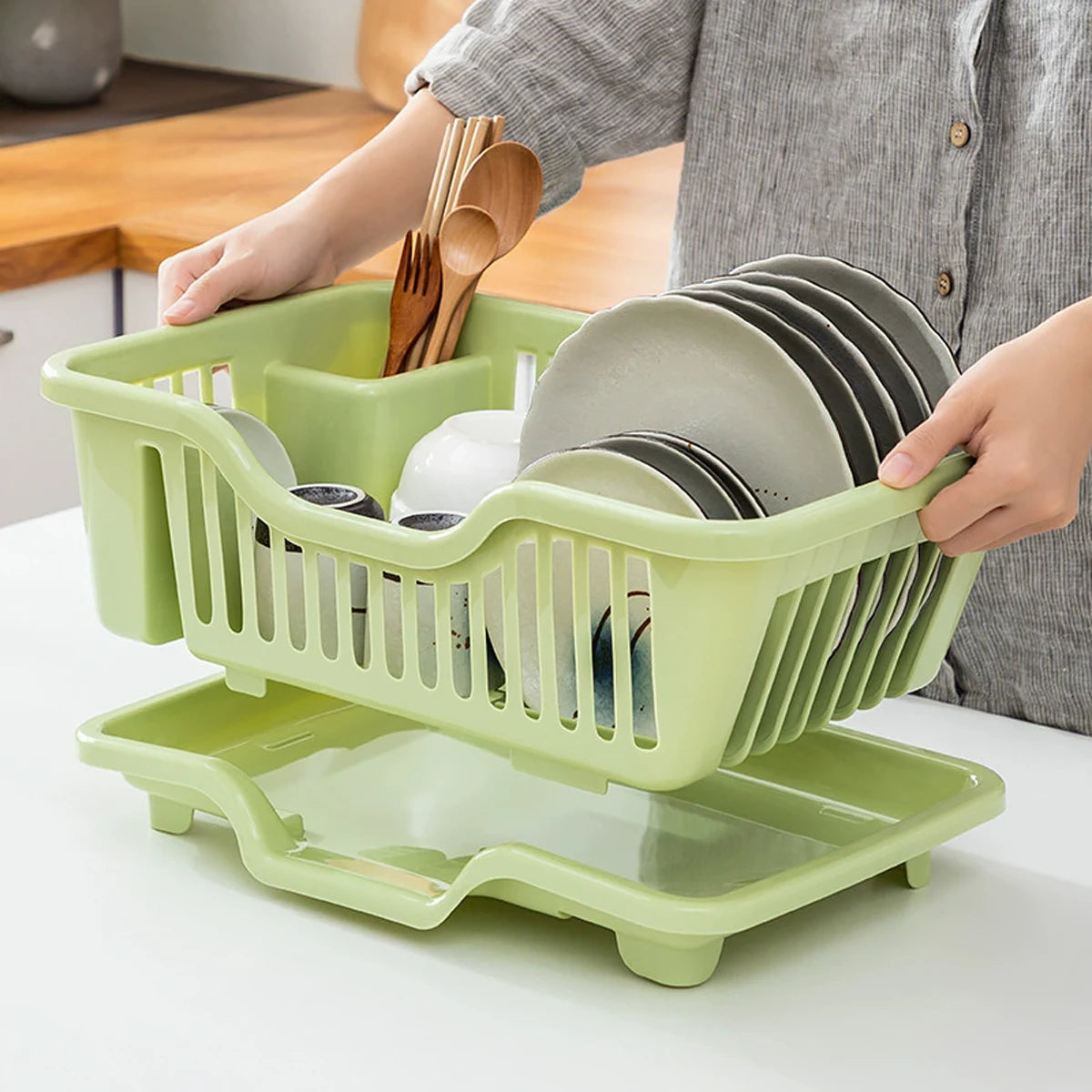 Kitchen Sink Drain Bowl Rack – Countertop Tableware Organizer for Plates, Bowls, Chopsticks & Spoons