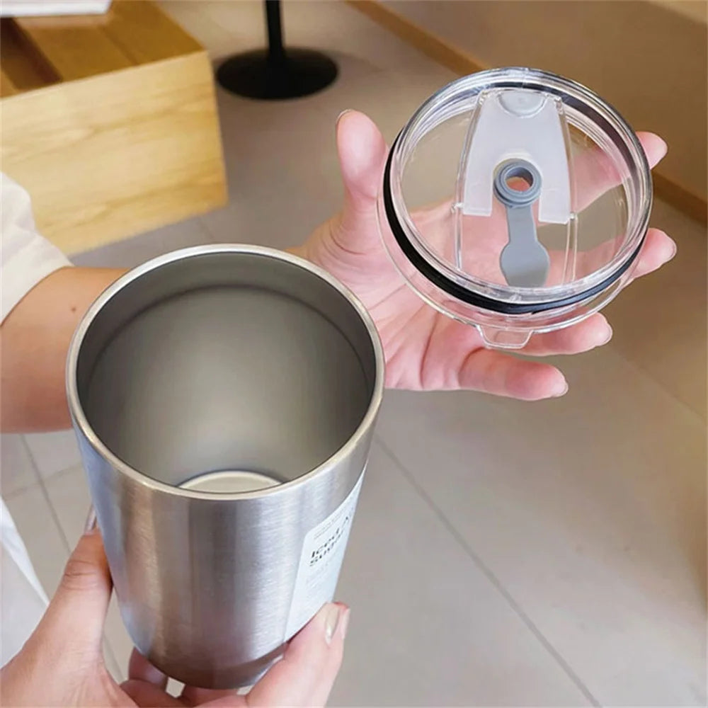 600ml Insulated Stainless Steel Thermos Coffee Mug with Straw – Vacuum Leak-Proof Travel Bottle, BPA-Free