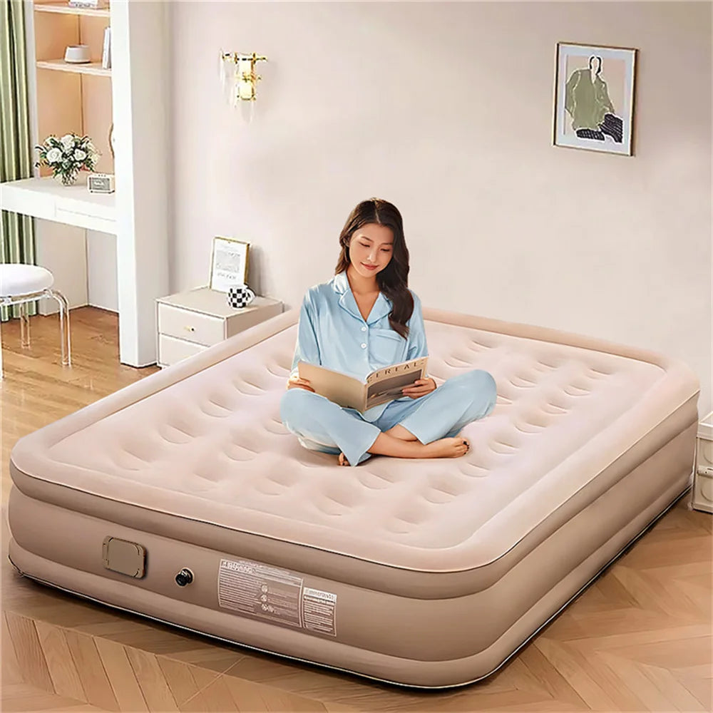 Camping Inflatable Mattress with Built-In Pump – Thicken Tent Sleeping Pad & Picnic Blanket