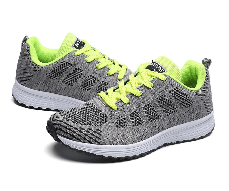 Women’s Casual Mesh Flat Sneakers — Breathable Lightweight Walking Shoes
