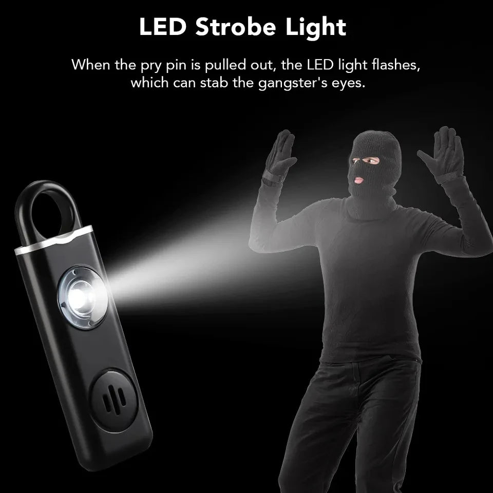 130dB Personal Safety Alarm Keychain with LED Light – Rechargeable Self Defense