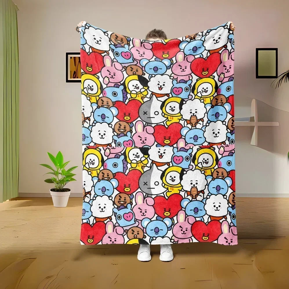 Heart Print Flannel Throw Blanket – Super Soft Plush Love Print for Bed, Sofa & Travel