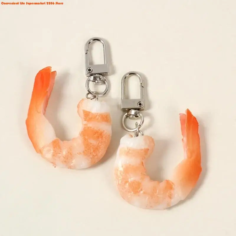 Funny Imitation Shrimp Keychain – Creative PVC Bag Pendant Key Ring for Women