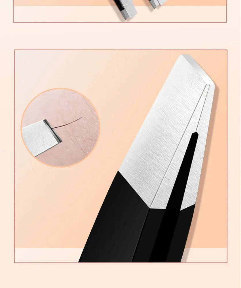 HISYI Stainless Steel Slanted Eyebrow Tweezers