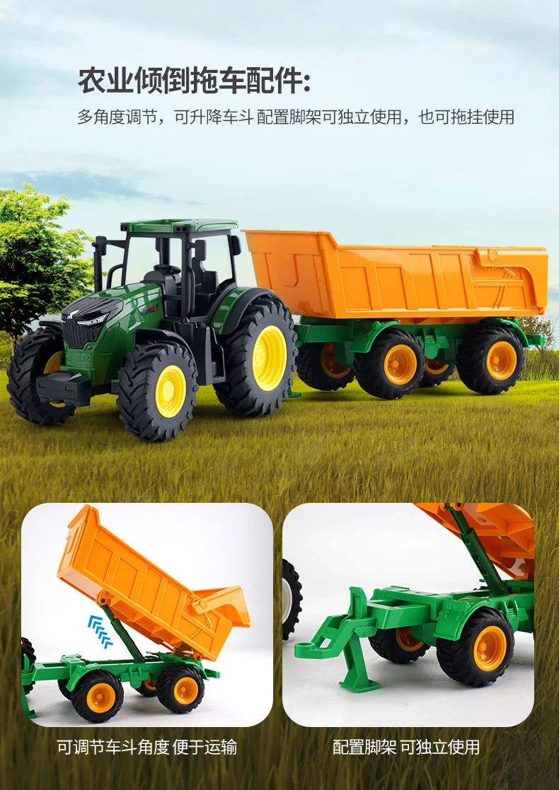 Farm Tractor Toy with Trailer & Accessories – Simulation Farmer Vehicle Set for Kids
