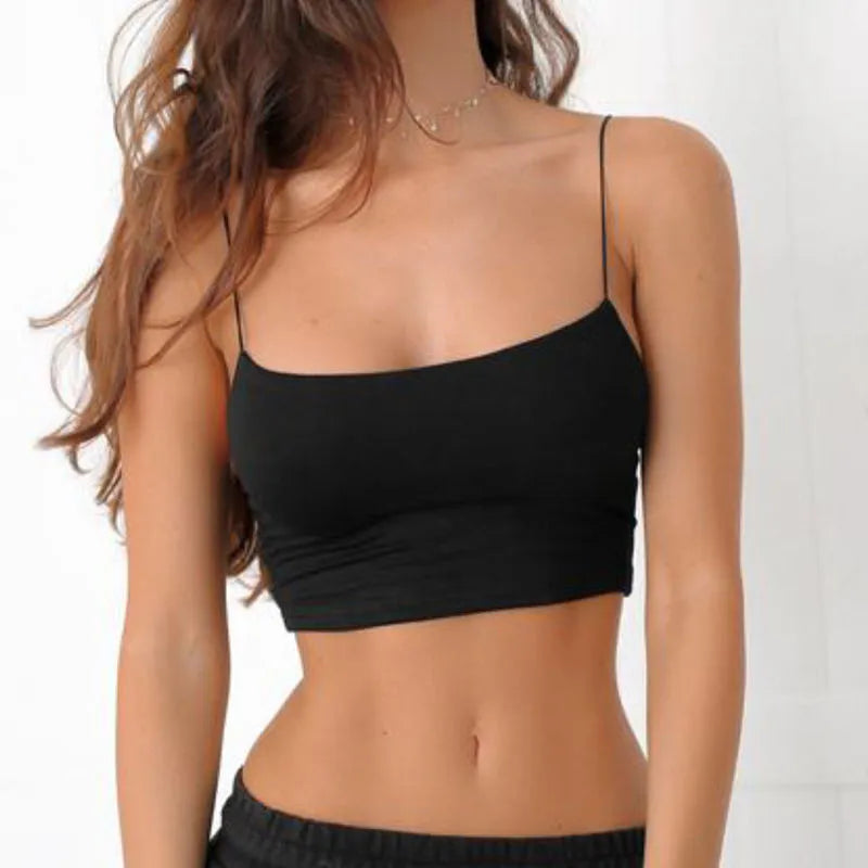Sexy Black Halter Crop Top – Backless Camisole Tube Top Sleeveless Cropped Vest for Women