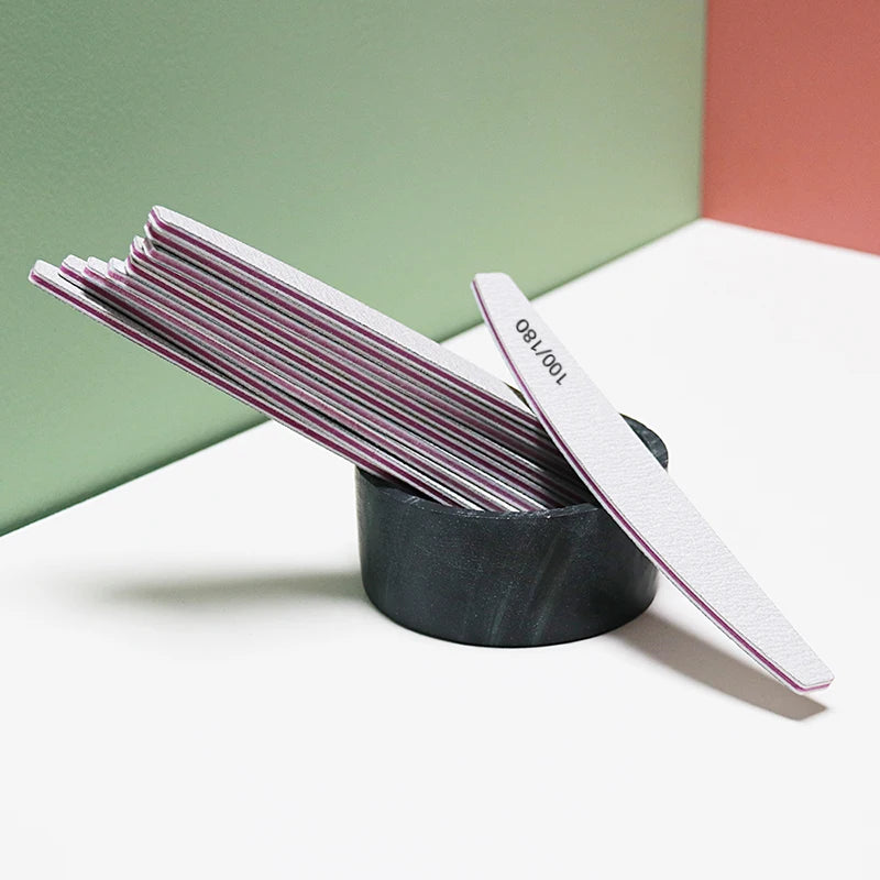 Nail File Buffer 100/180 Grit – Double-Sided Half Moon Sandpaper Nail Sanding & Manicure Tool