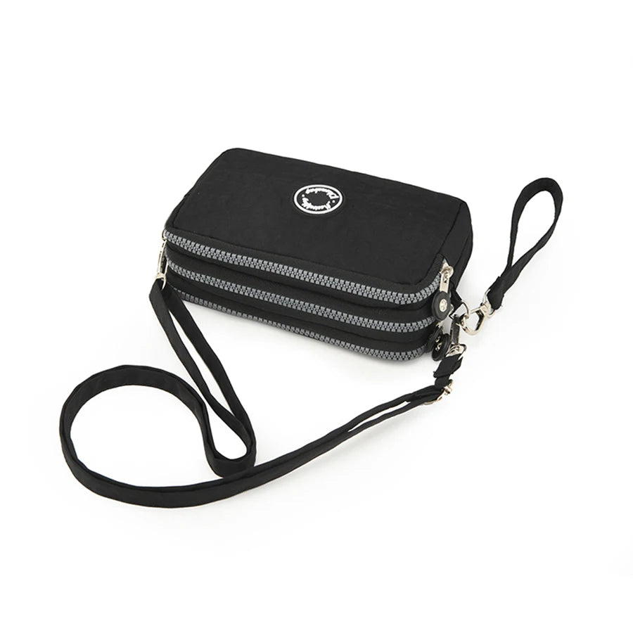 Fashion ladies crossbody bag  large capacity single shoulder bag with three zippers  phone and loose change storage bag