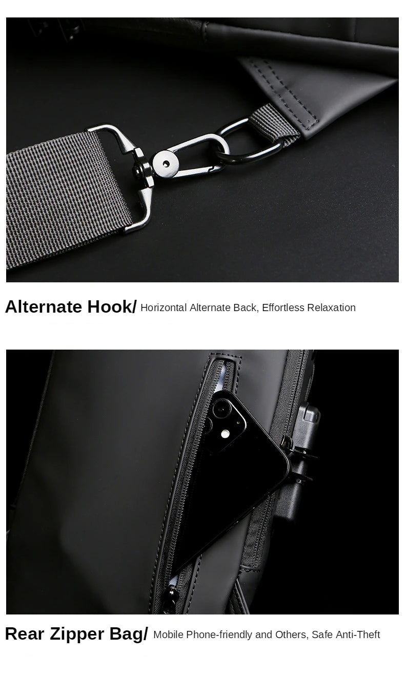 Men's Anti-Theft PU Leather Crossbody Bag – Multifunctional Shoulder & Chest Bag