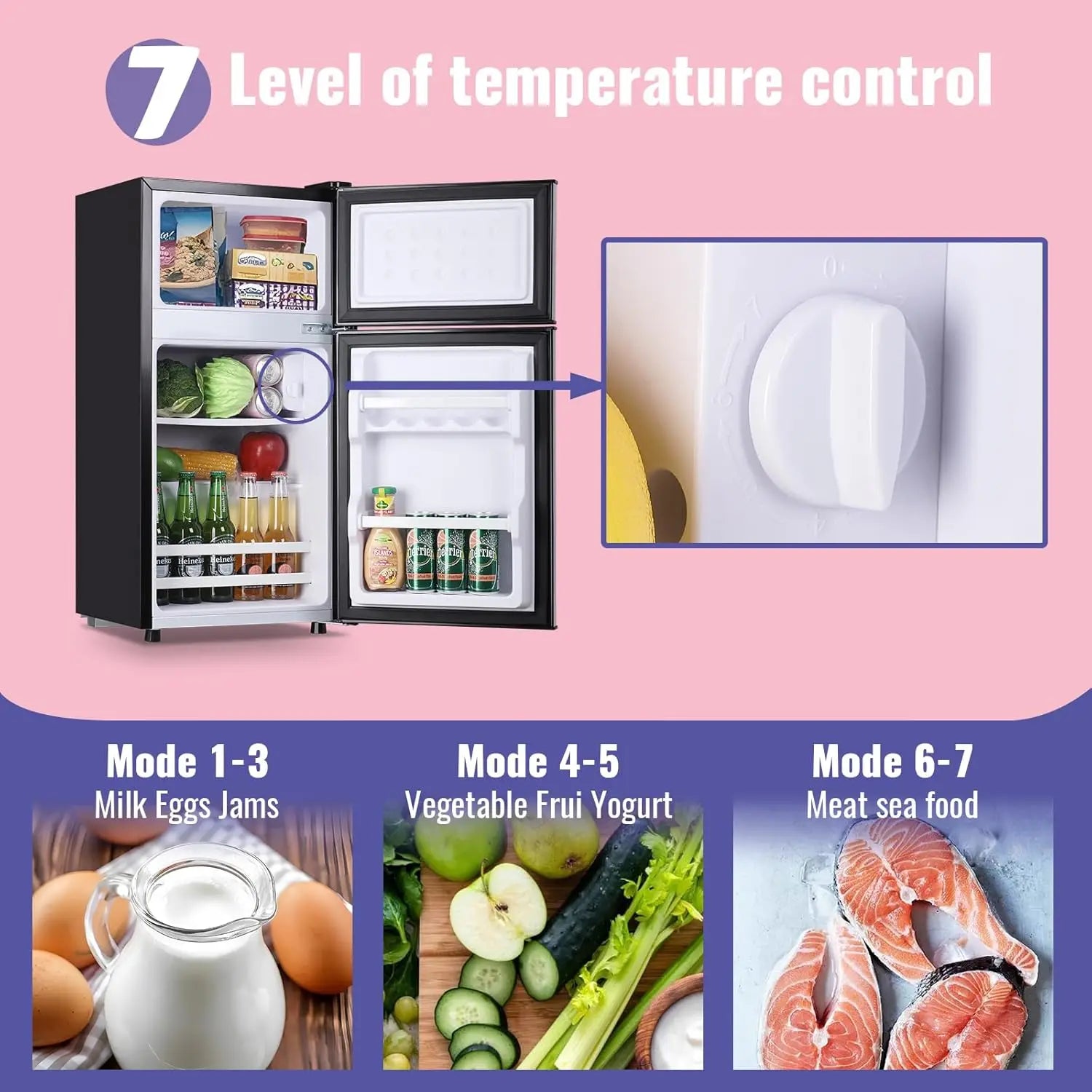 Silver Small Refrigerator with Freezer — 2.4 Cu Ft Compact Fridge with Removable Plastic Shelves for Home, Office & Dorm
